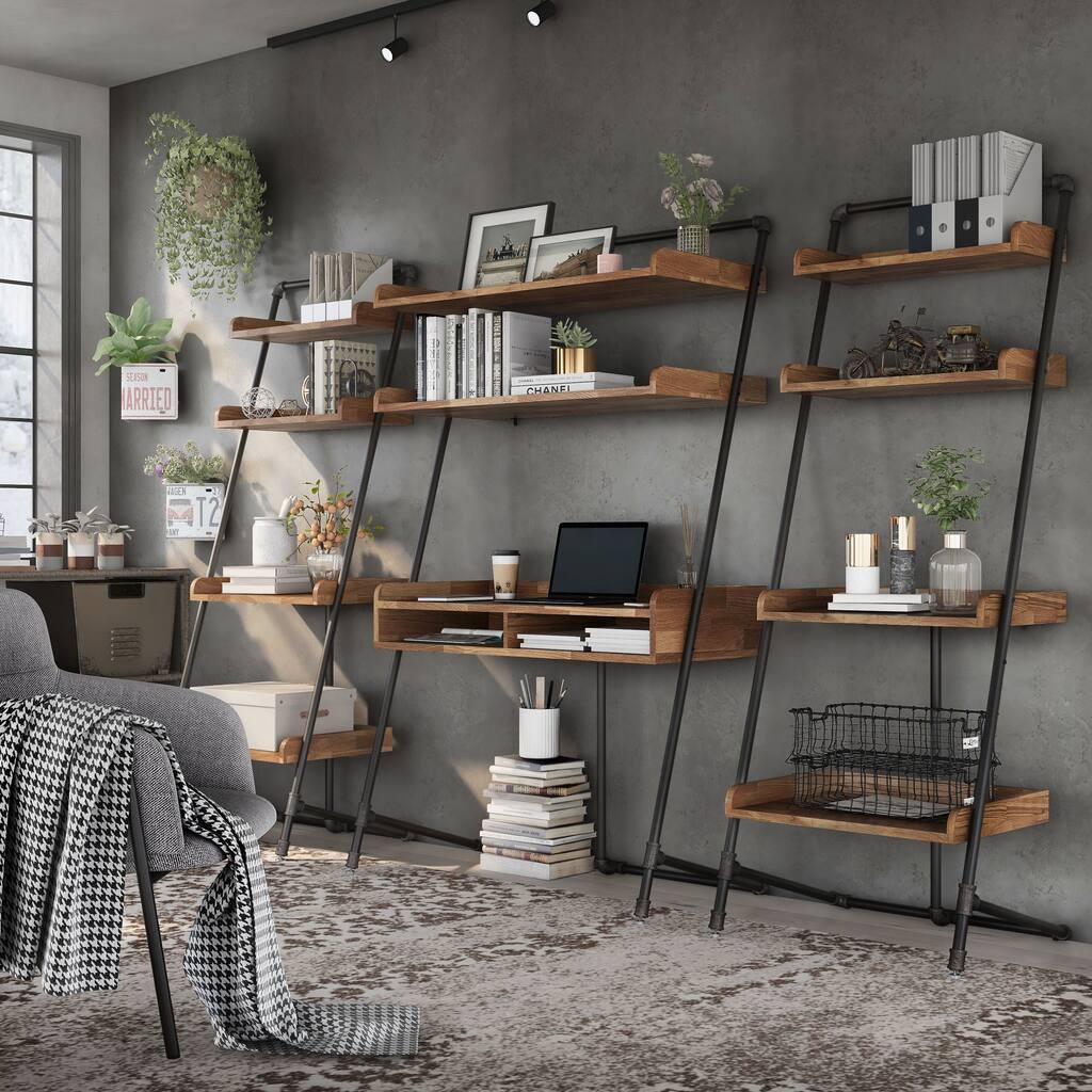 Callana Industrial Metal 3-piece Computer Desk and Display Shelf Set by Furniture of America