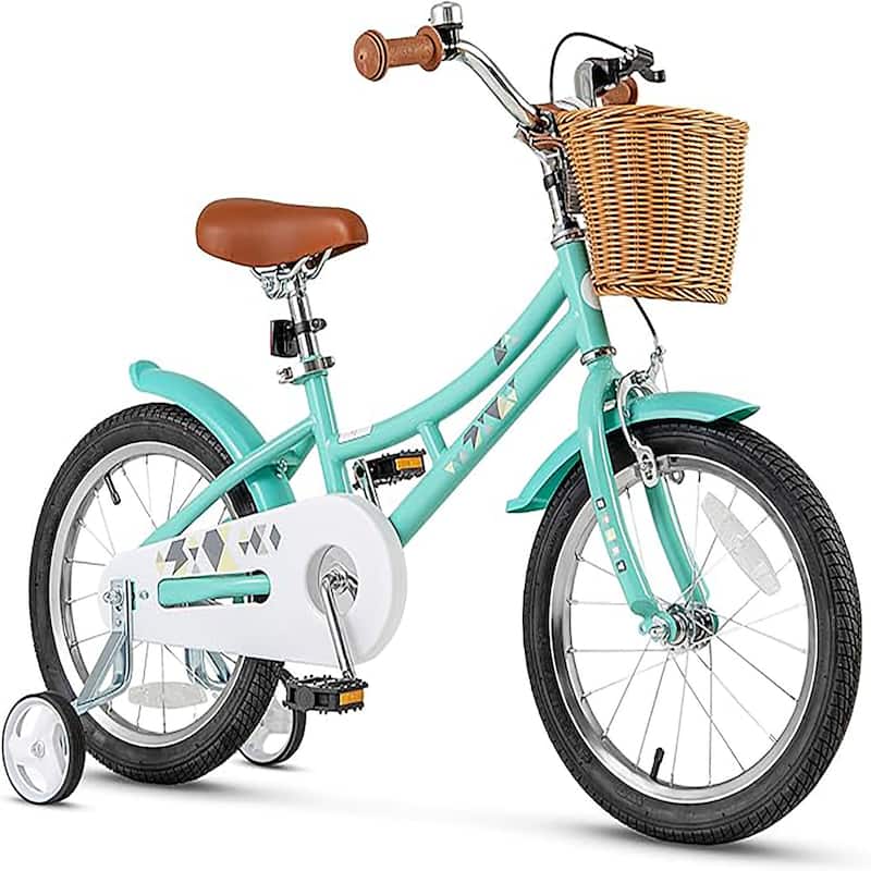 18" Kids Bike w/ Adjustable Height Handlebar Seat & Training Wheels - Green