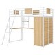 preview thumbnail 6 of 36, Twin Size Metal Wood Loft bed with L-shape Desk, Wardrobe, Fence and Ladder