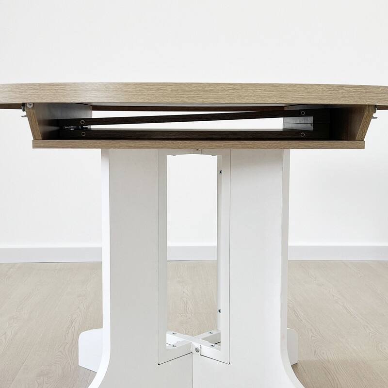 59x43 Inch Expandable Farmhouse Dining Table with X-Base, White Oak Finish - White Oak