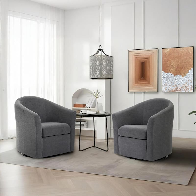Anna 30"W Swivel Barrel Accent Chair Set of 2 - Grey