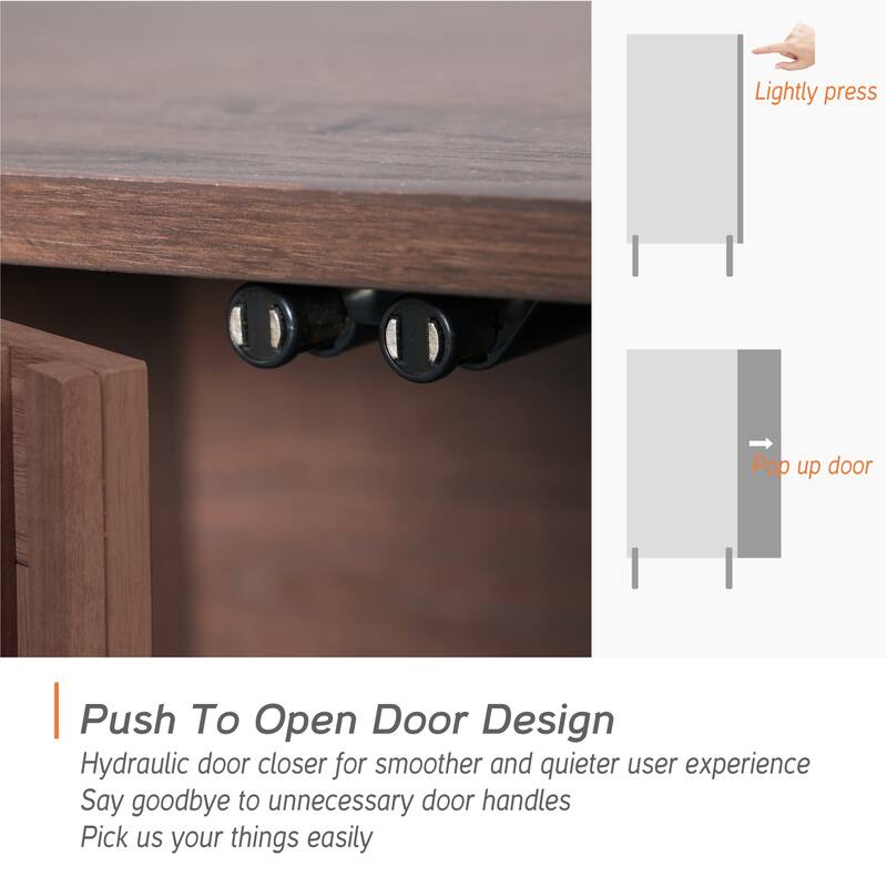 WAMPAT 64.4" Fluted TV Stand,Wood Entertainment Center for TVs Up to 70 inches