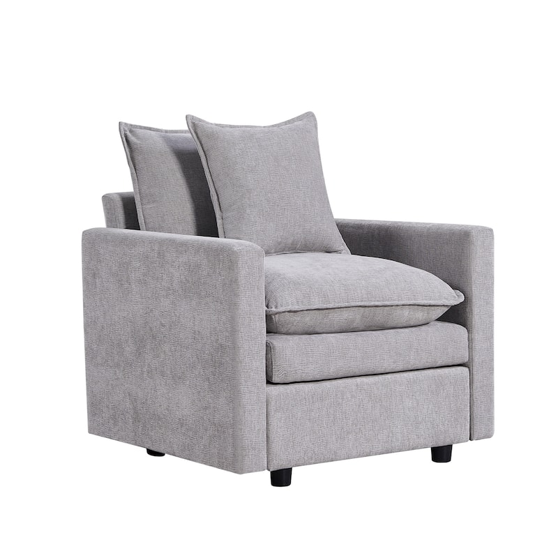 Gray Modern 33.07" Upholstered Arm Chair with Solid Wood Frame for Living Room