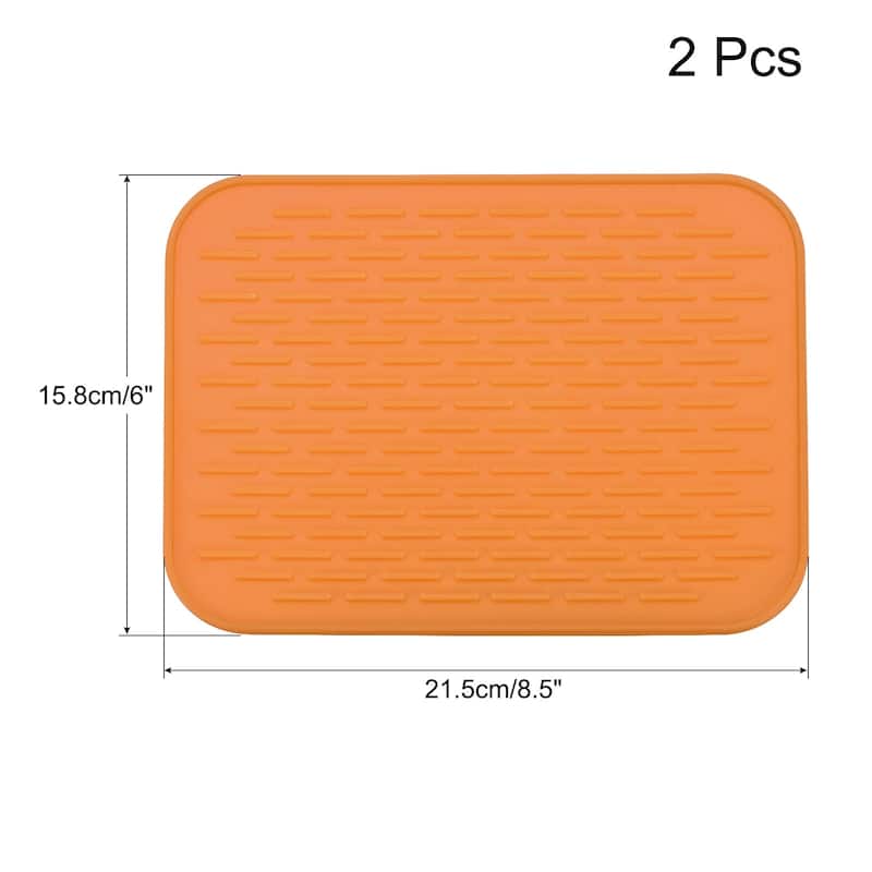 Dish Drying Mat Set, Under Sink Drain Pad Heat Resistant for Kitchen - 8.5 x 6 x 0.24 inch - Orange