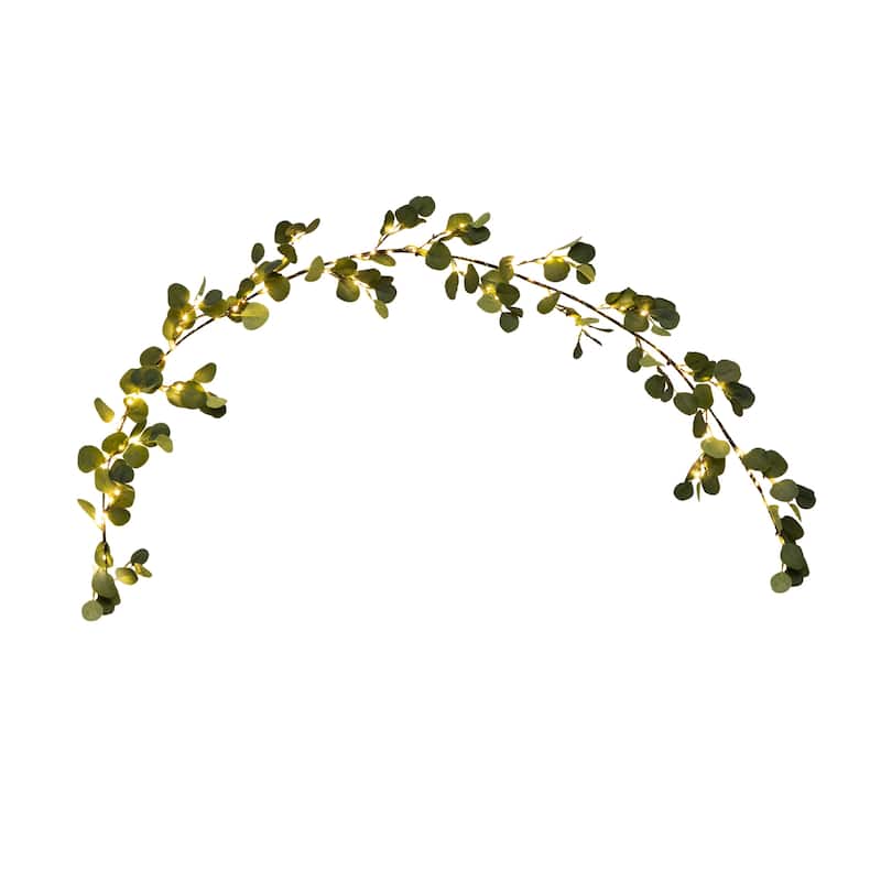 Pre-Lit Eucalyptus Artificial Christmas Garland - 6.5' x 11" - Warm White Lights