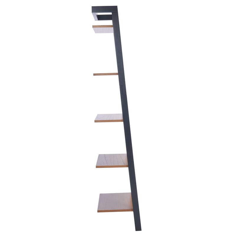 SAFAVIEH Sigrun Natural/Charcoal 5-Tier Leaning Etagere - 18.1" W x 11" L x 72.4" H - 18Wx11Dx72H
