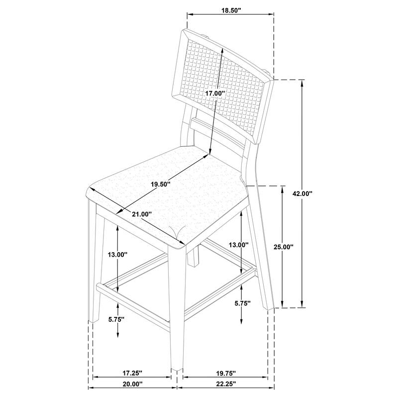 Kailani Rattan Cane Counter Side Chair Beige Oak (Set of 2) - 19.5" x 22.25" x 42"