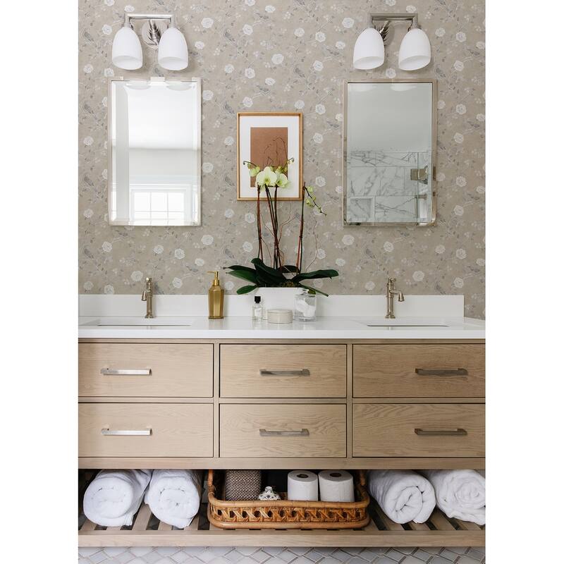 Erin Gates Wellesley Taupe Chinoiserie Wallpaper