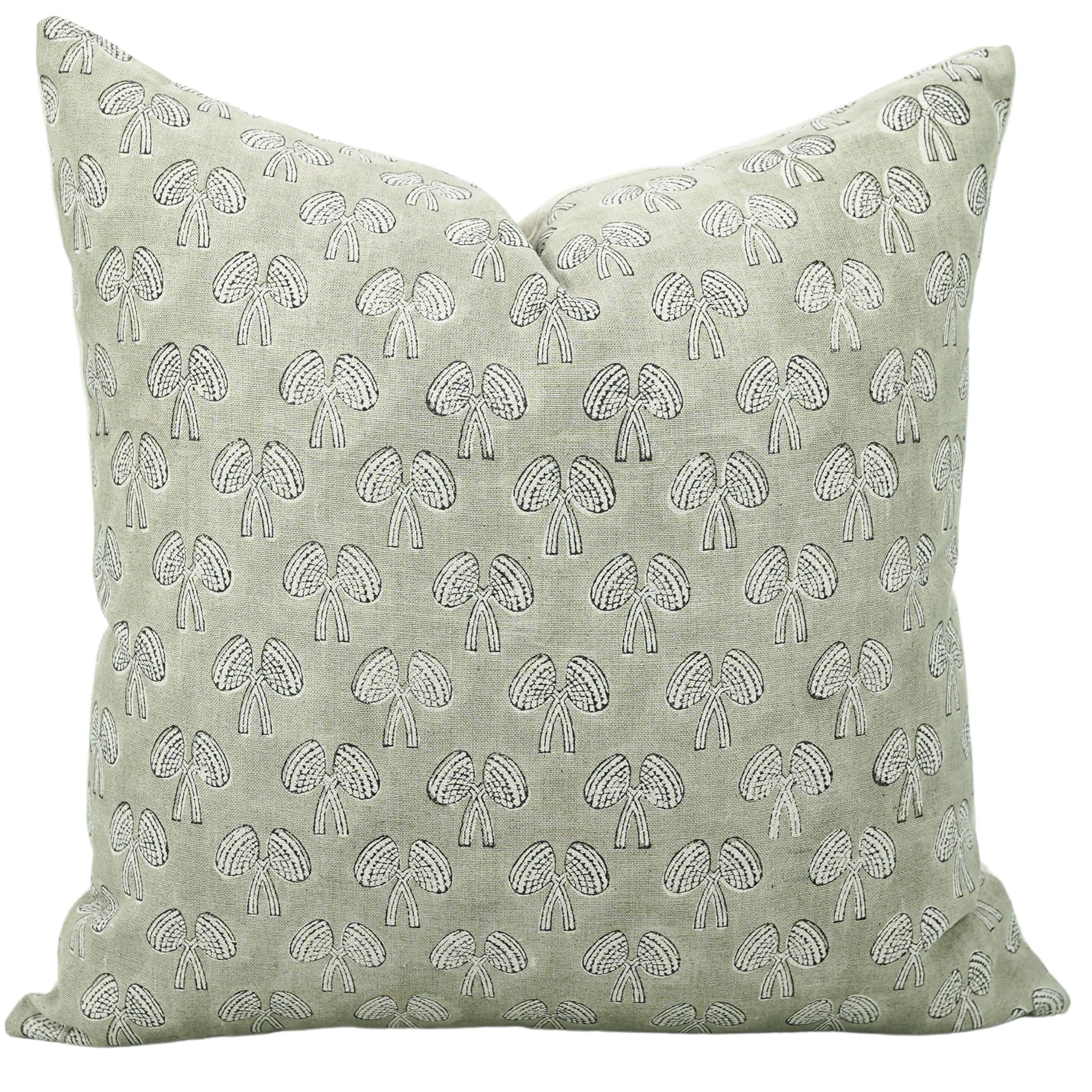 Fabdivine Linen Hand Block Print Pillow Cover Sofa Home Accent Cushion Case, Mushroom
