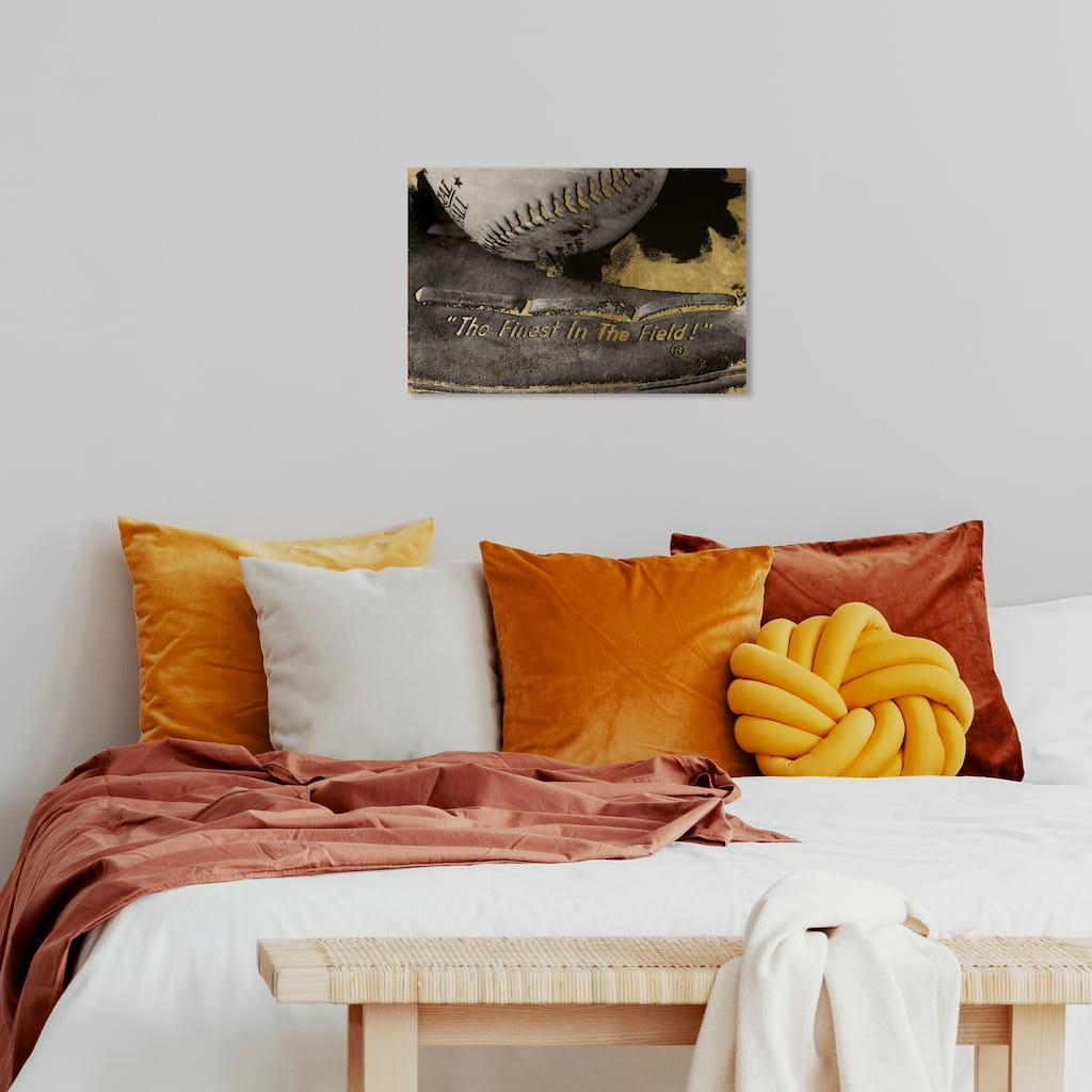 Wynwood Studio Prints Sports and Teams Finest in the Field Black and Metallic Gold Glam Wall Art Canvas Print