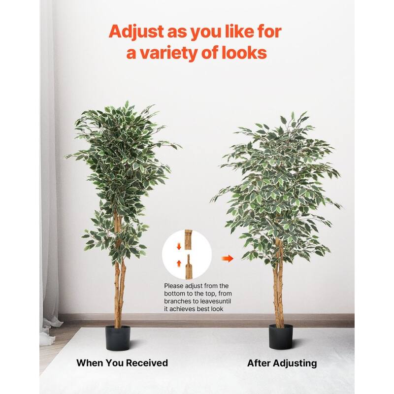 Lifelike 5ft Green Artificial Faux Ficus Tree with Flexible Branches for Modern Living Room or Office - 34.25 x 33.46 x 61.42 in