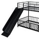 preview thumbnail 60 of 78, Metal Bunk Bed with Slide and Guardrails for Kids, Boys and Girls, Bedroom