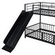 preview thumbnail 20 of 18, Unique Metal Twin over Twin Size Bunk Bed with Slide and Guardrails,Kids Bed Design
