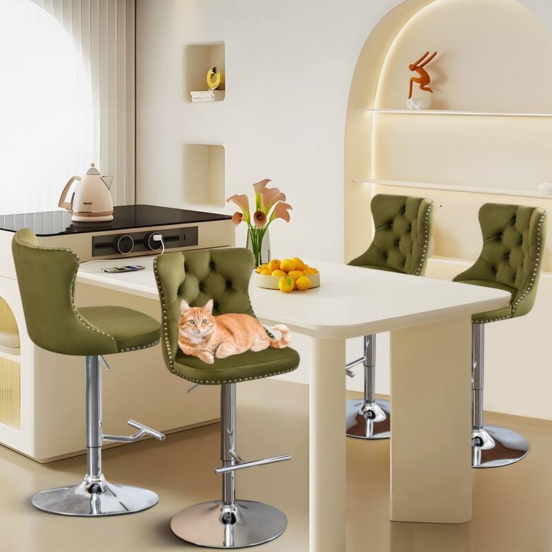 Swivel Foam Barstools Adjusatble Seat Set of 4
