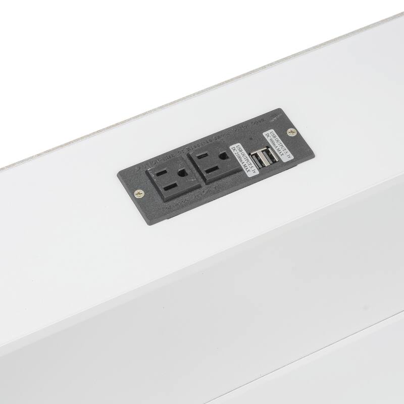 Wood Queen Bunk Bed with Storage Cabinets and USB Ports