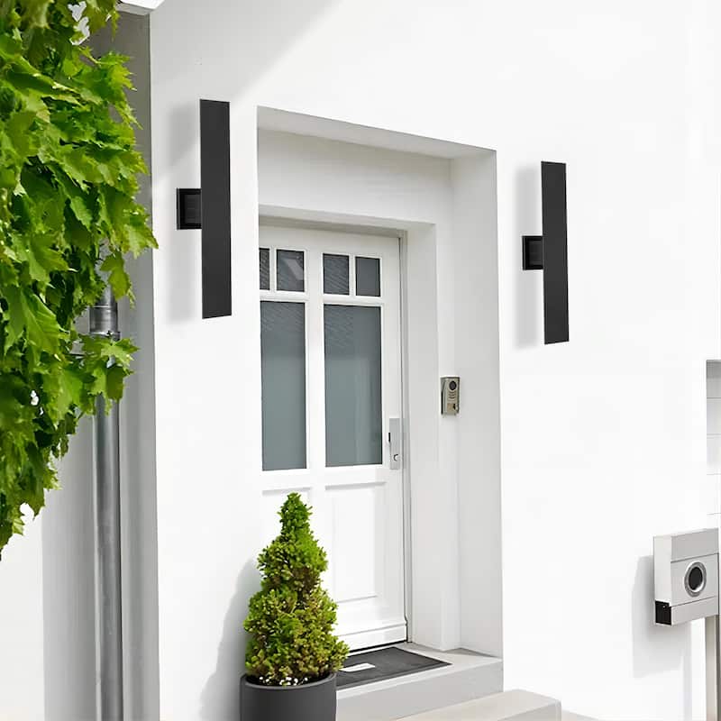23.6 in. Modern Black Outdoor Wall Lights Dimmable Linear Integrated LED Wall Sconce - 4.7 in. W x 23.6 in. H x 2.3 in. D
