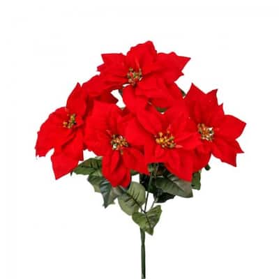 Red Poinsettia Bush Artificial Flower