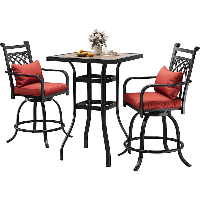 Outdoor Swivel Dining Set with 29"W Cushion Chairs, Patio Table