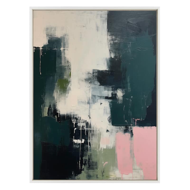 Kate and Laurel Sylvie Emerald Blush Framed Canvas by Amy Lighthall