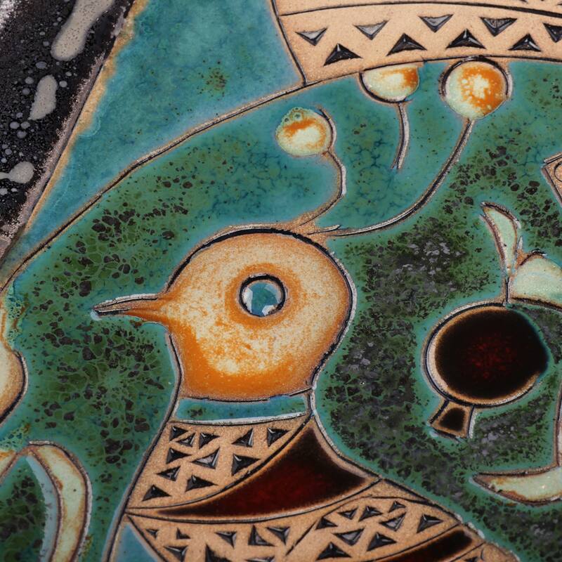 Novica Handmade Majestic Pond Glazed Ceramic Platter