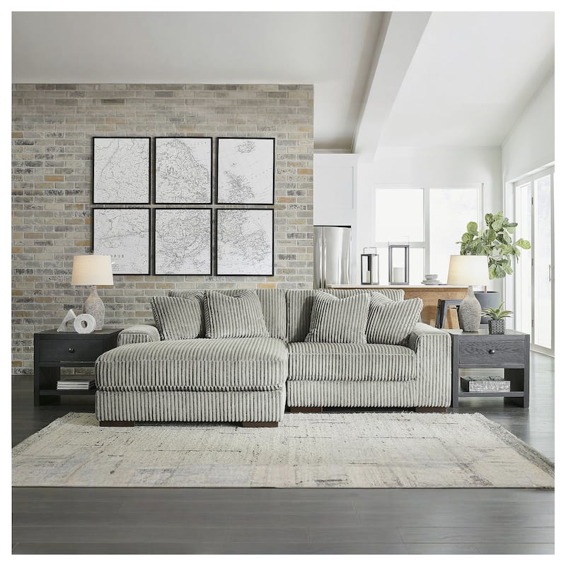 Signature Design by Ashley Lindyn 2-Piece Sectional with Chaise - 102"W x 70"D x 38"H - Fog - Left Facing