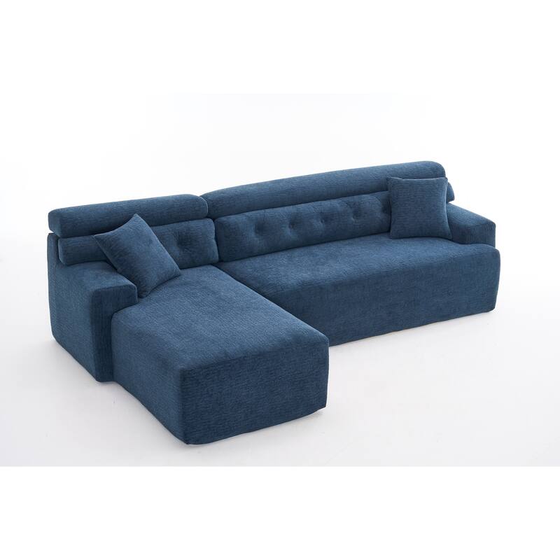 105" Chenille Sectional Sofa with Chaise Lounge & 2 Pillows