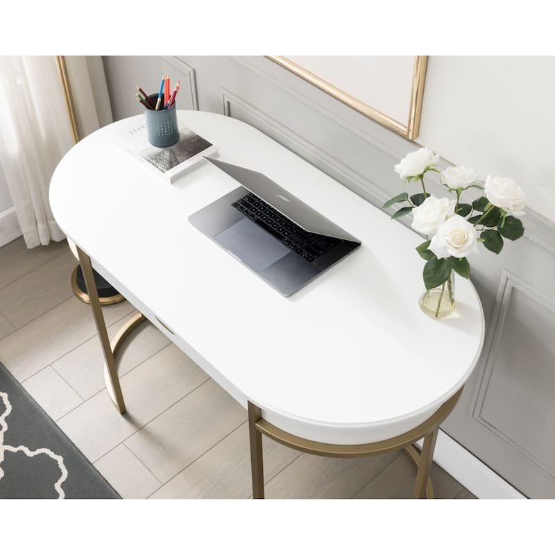 Leick Home Contemporary Oval Metal Leg Desk