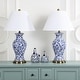 preview thumbnail 8 of 7, SAFAVIEH Lighting 29-inch Beijing Blue/ White Floral Urn Lamp (Set of 2) - 17"x17"x29"