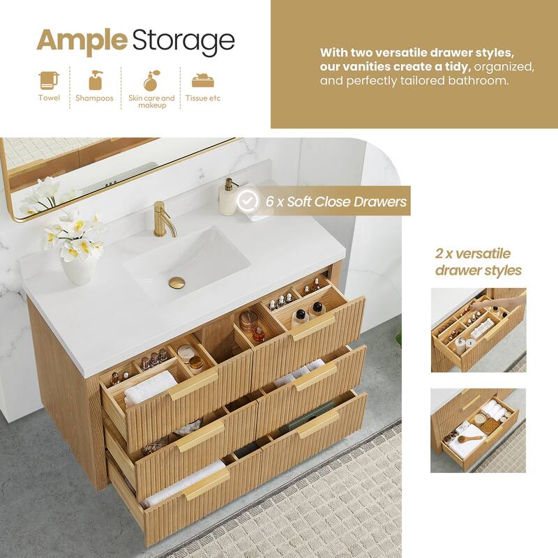 Santarem Single Vanity with Pure White Quartz Stone Top without Mirror