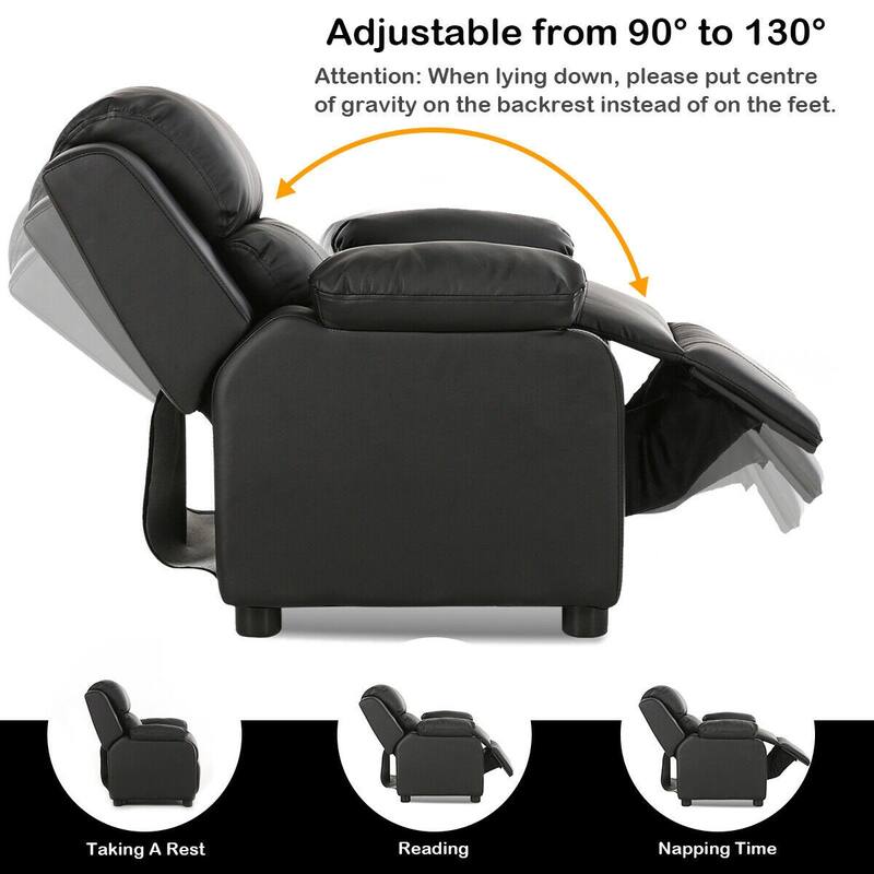 Kids Deluxe Headrest Recliner Sofa Chair with Storage Arms - 25" x 25.5" x 29" (W x D x H)