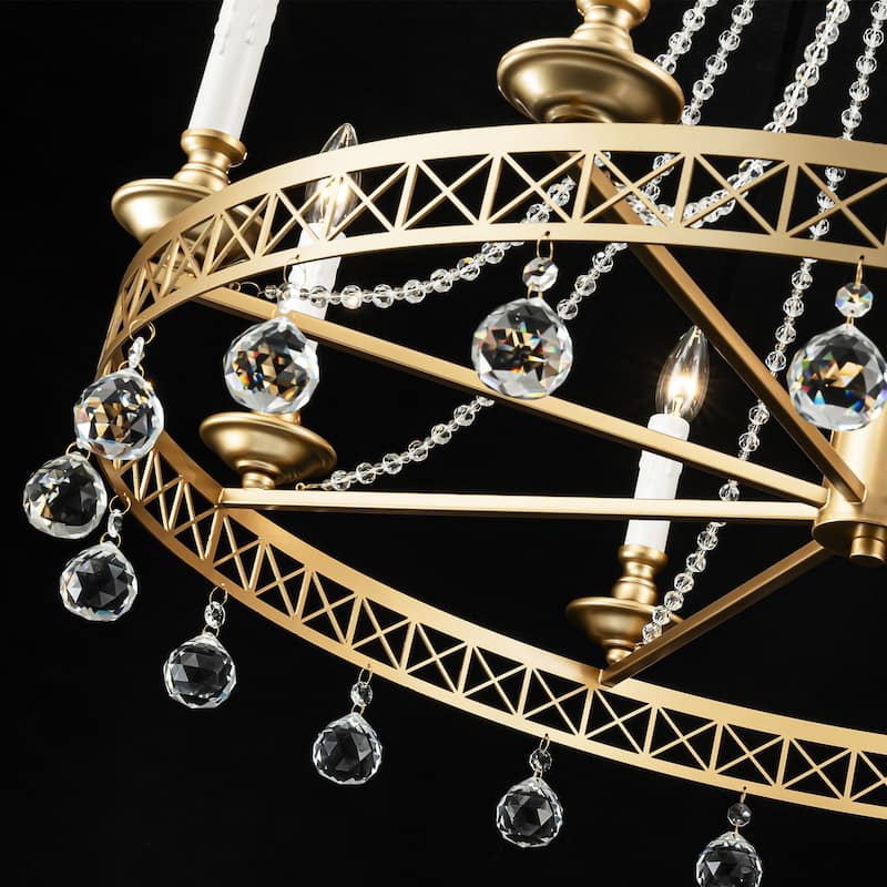 8 - Light Modern Empire Wagon Wheel Chandelier - 33.5 in. W x 114.2 in. H