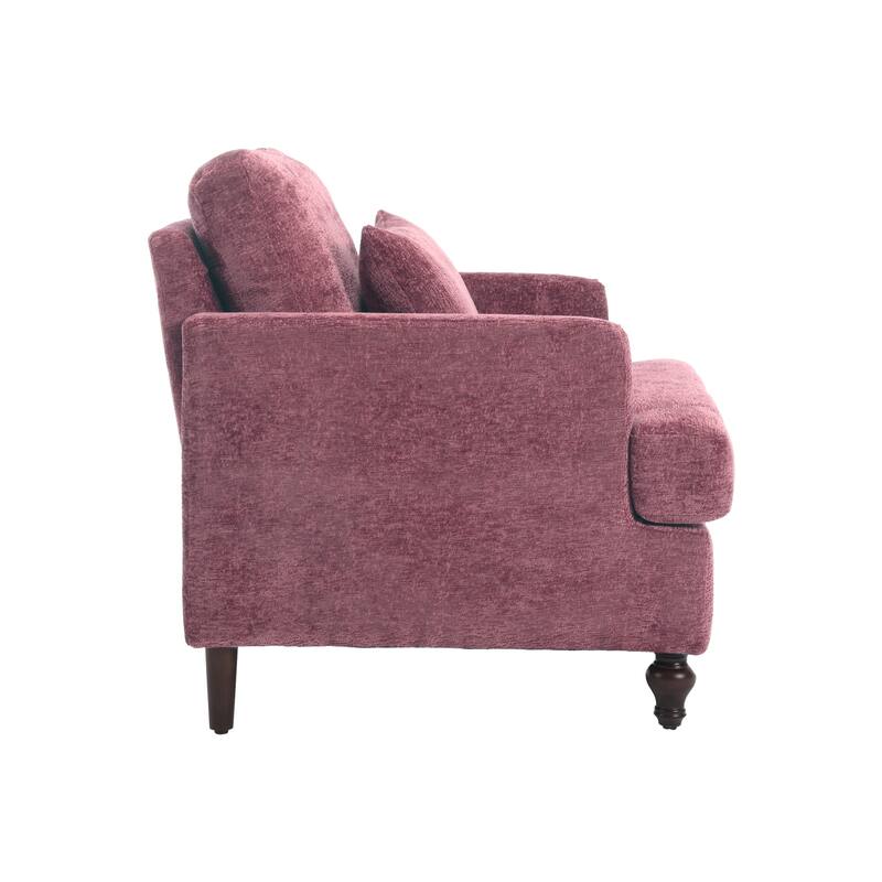 HOMEFUN Chenille Upholstered Mid Century Modern Wood Frame Armchair for Living Room