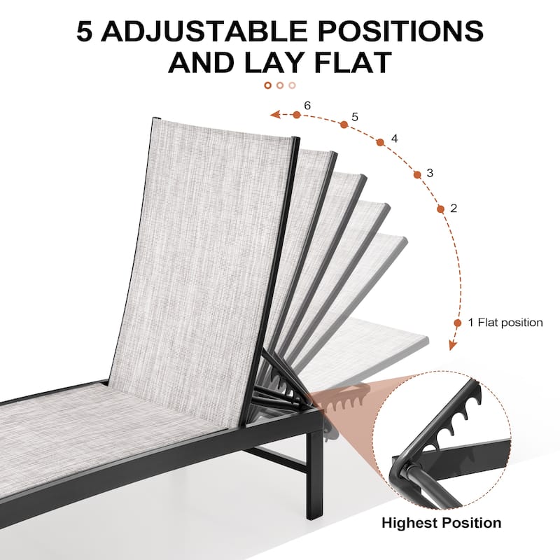 3-Piece Outdoor Loungers Patio Chaise Lounge Chairs Set with Side Table