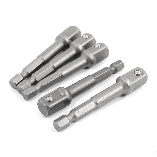 5 Pcs 1 4 Hex Shank 3 8 Square Head Drill Socket Adapter Extension Bar Gray Overstock 18463043