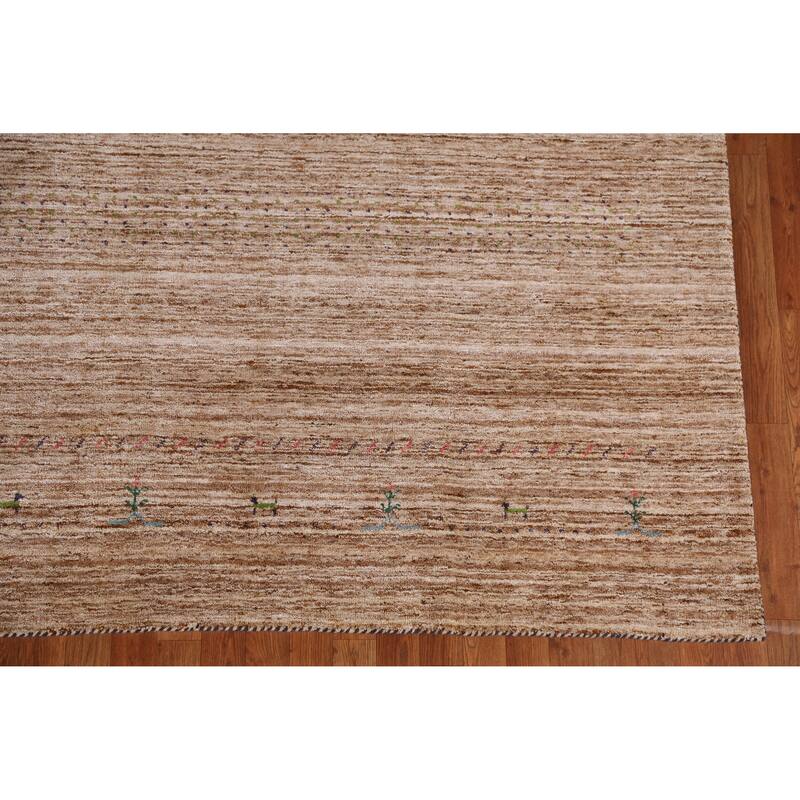 Hand Knotted Oriental 100% Wool Carpet Tribal Tribal Brown Gabbeh Area Rug - 9' 5'' X 8' 0''