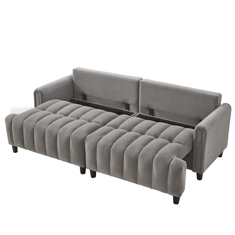 Futon Couch Sofa Bed with Pillows, Convertible Sleeper Sofa with Adjustable Backrest, Loveseat Sleeper Daybed