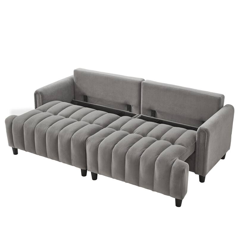 Futon Loveseat Couch Convertible into Sleeper Sofa Bed with Hidden Storage and Adjustable Backrest, Modern Loveseat Sleeper