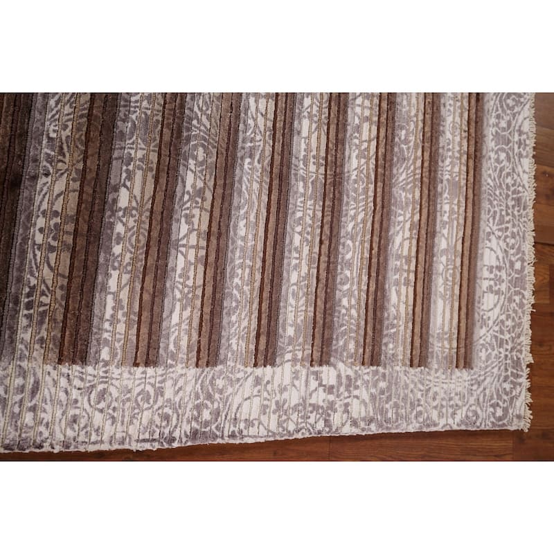 Striped / Abstract Oriental Accent Rug Handmade Wool Carpet - 2'8" x 5'0"