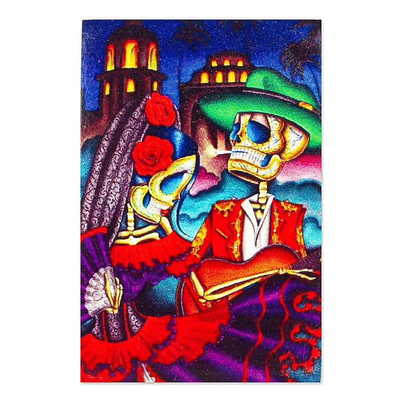 Novica Handmade Colorful Underworld Decoupage Wood Magnet