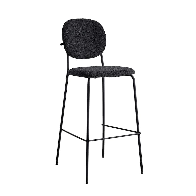 Carley Boucle Bar Height Stools (Set of 2) - Bar Height/Counter Height - Black / Black Base