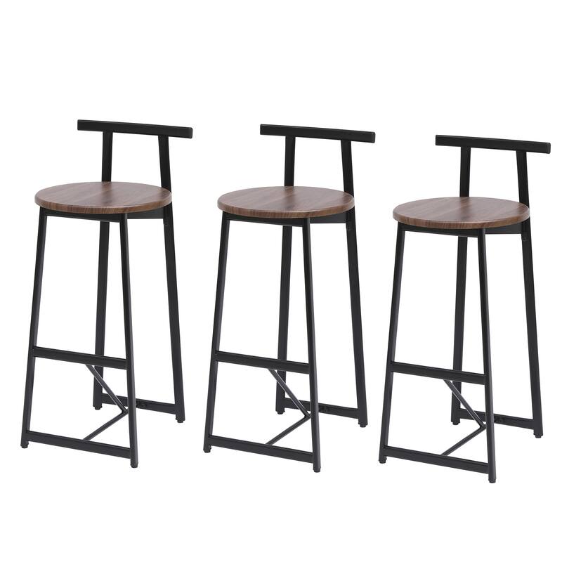 Bar Stools Kitchen Island Bar Chairs Set of 3 Metal Counter Barstools with Backrest for Dining Pub Room