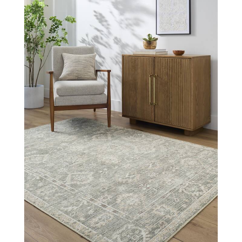 Galey Alix x Livabliss Collins Avenue II Vintage Oushak Area Rug - 2'7" x 7'3" - Light Grey