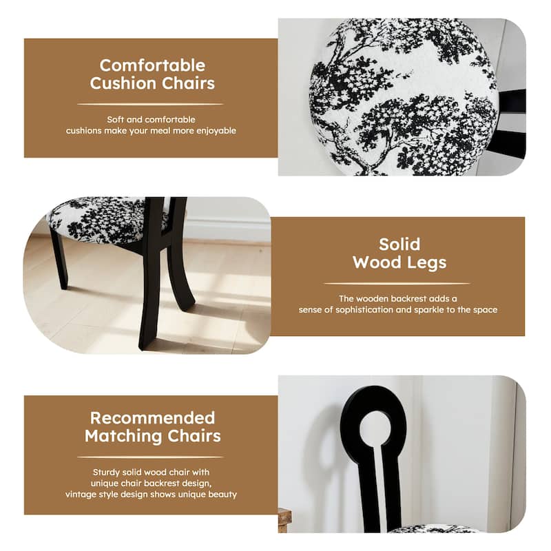 Dining Chairs Set of 2, Key-Design Home Chairs, Velvet Upholstered Solid Wooden Dining Chairs with Round Cushion