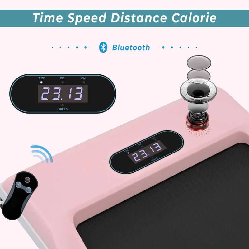 2 in 1 Under Desk Electric Treadmill 2.5HP, with Bluetooth APP, Remote Control, Display, Pink