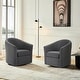 preview thumbnail 62 of 92, Modern Upholstered Swivel Barrel Chair Living Room Accent Chair 2 SET GRAY