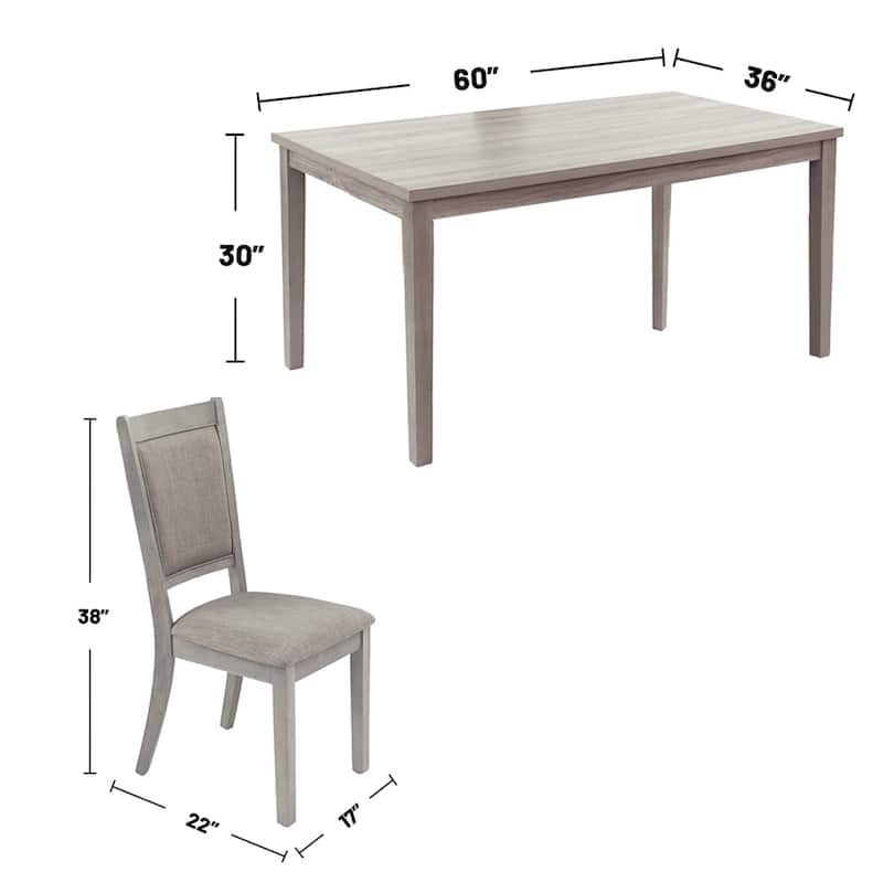 6 Piece Wooden Dining Set with Fabric Upholstered Chairs