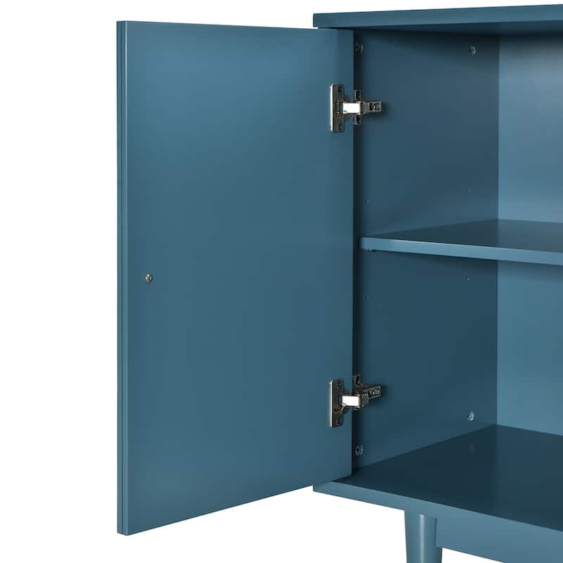 Buffet Cabinet with 4 Convex Pattern Doors, Storage Cabinet with 2 Silver Handle, Sideboard Cabinet with Adjustable Shelves