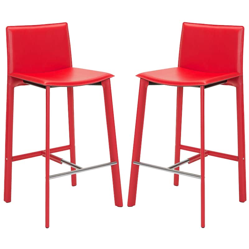SAFAVIEH Marylou Faux Leather 29-inch Bar Stool (Set of 2) - 18.7" W x 19.7" L x 39.4" H - 19Wx20Dx39H - Red