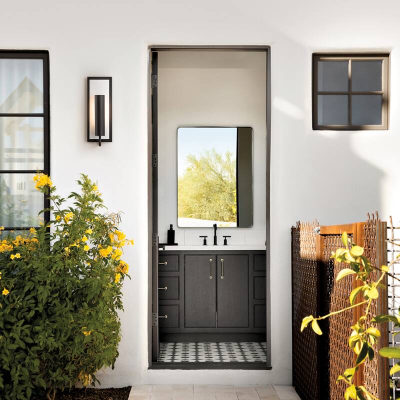 1-Light Modern Black Wall Lights Rectangular Integrated LED Outdoor Wall Sconce Lantern Light - 5 in. W x 13.9 in. H x 3.5 in. D