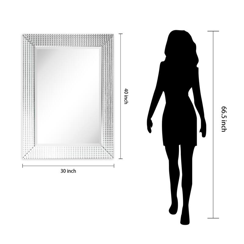Bling Beveled Glass Rectangle Wall Mirror,Bathroom Mirror - 30 in. x 1.24 in. x 40 in.